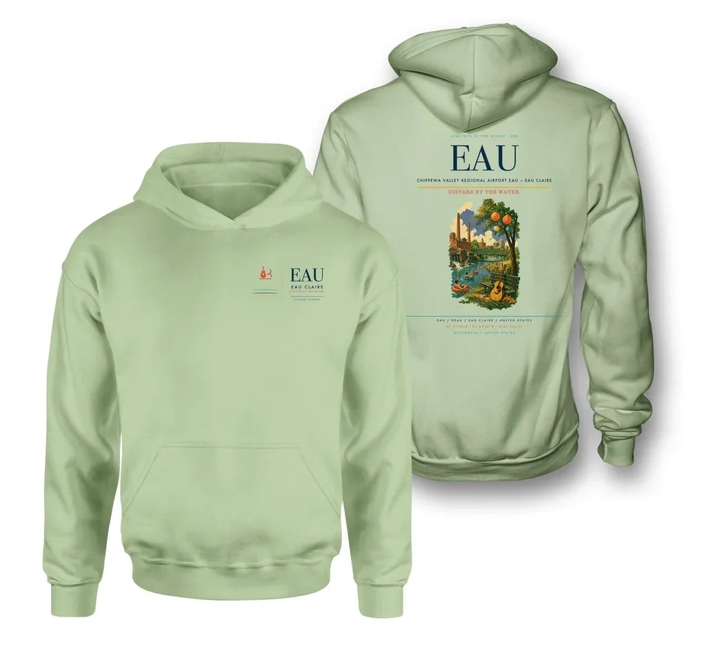 Chippewa Valley Regional Airport (EAU) design on light green double-side hoodie