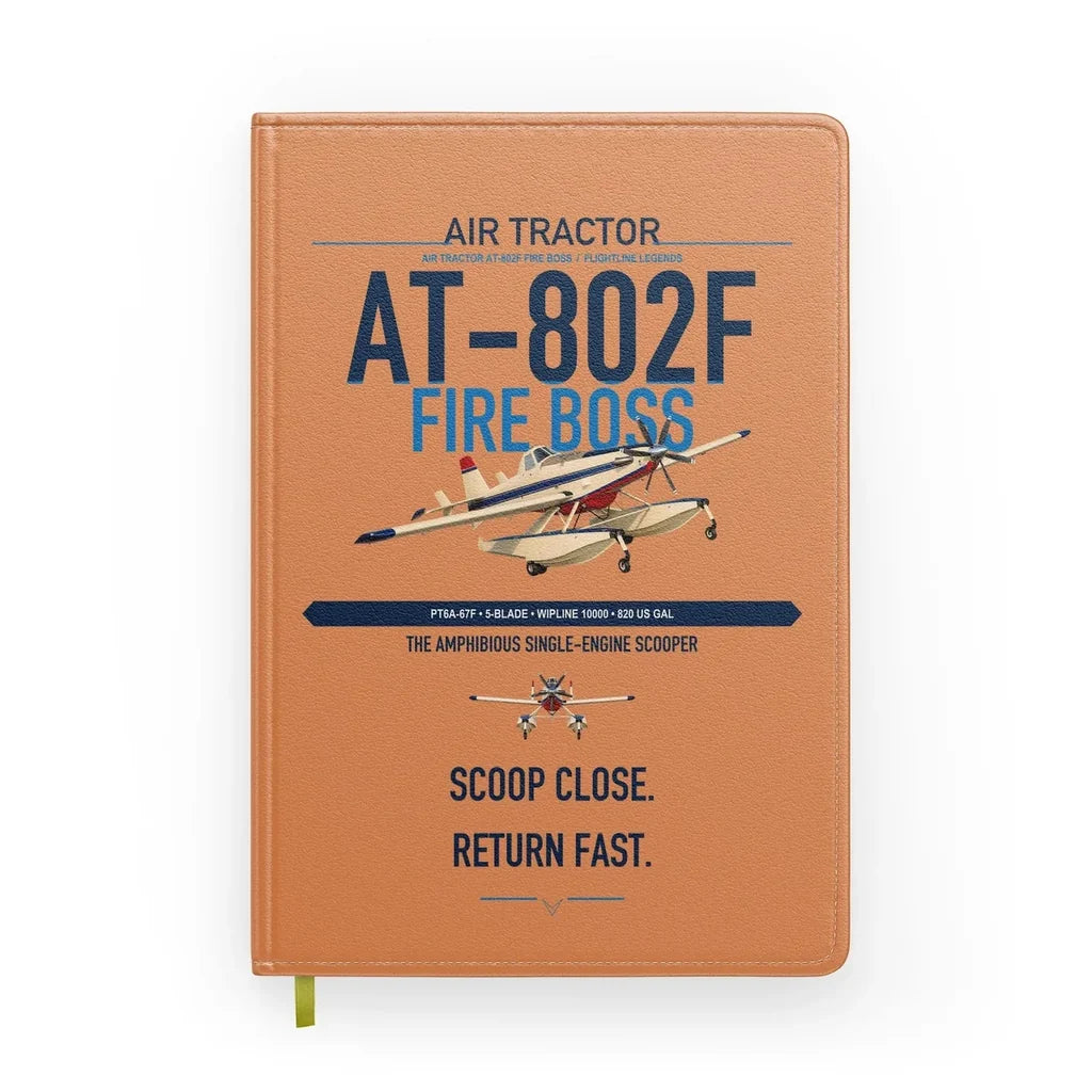 Air Tractor AT-802F Fire Boss design on orange notebook