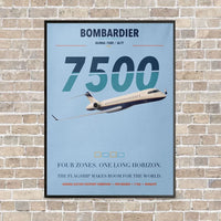 Thumbnail for Bombardier Global 7500 vertical canvas print - framed - light blue background