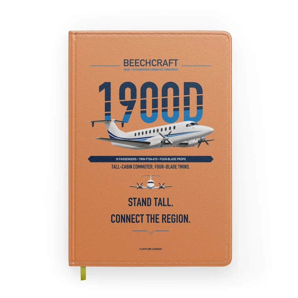 Beechcraft 1900D design on orange notebook