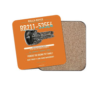 Thumbnail for RB211-535E4 design on orange 1 piece coaster