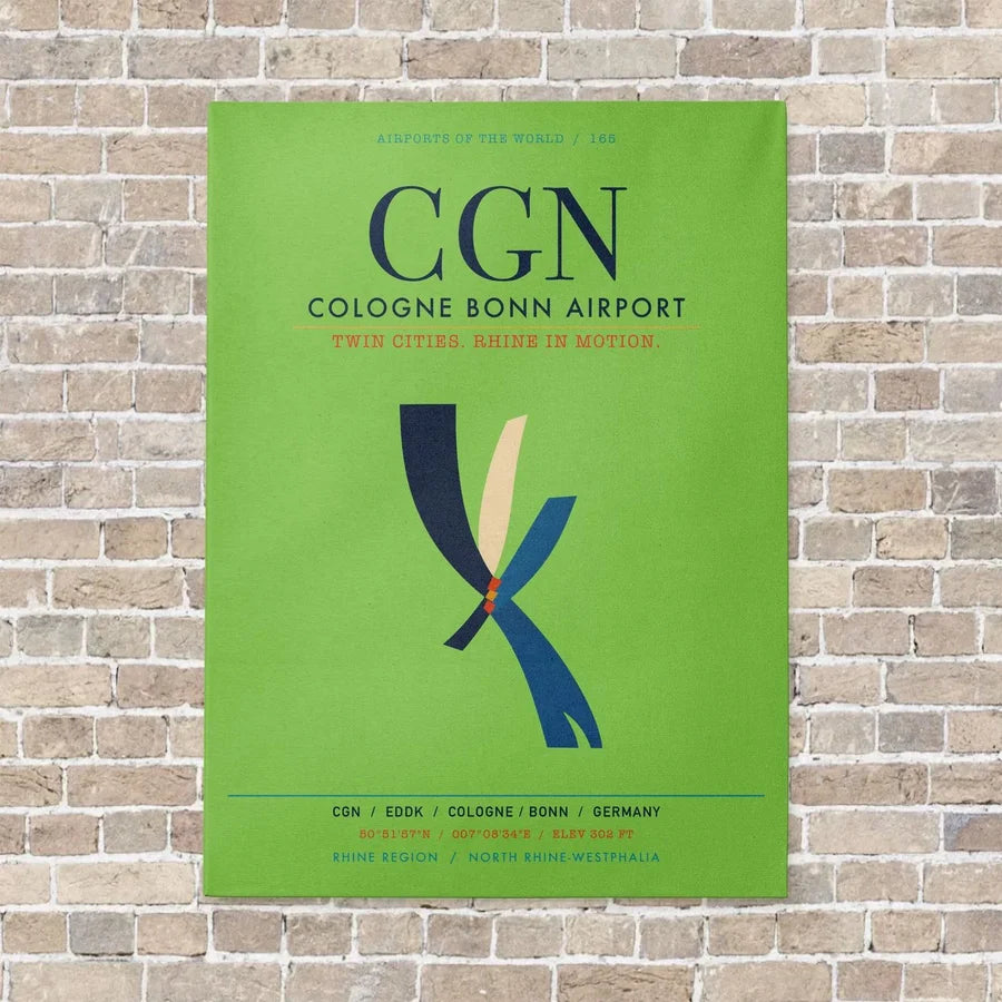 Cologne Bonn Airport CGN vertical canvas print - no frame - light green background