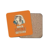 Thumbnail for Rain Or Shine Shutter Open design on orange 1 piece coaster