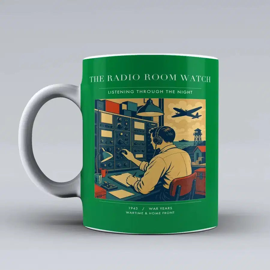 VINTAGE G4514 - The Radio Room Watch - Ceramic Mug design on green