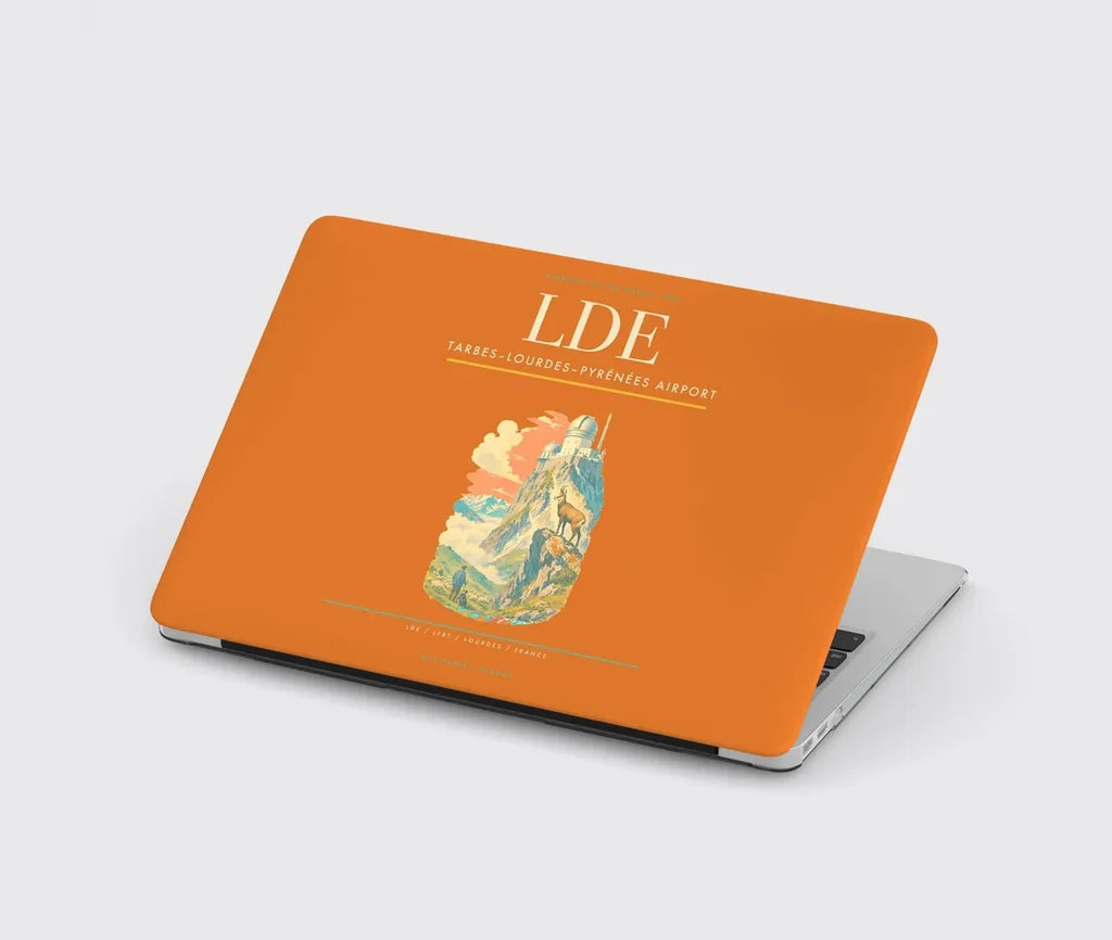 Tarbes–Lourdes–Pyrénées Airport (LDE) design on orange MacBook case