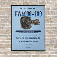 Thumbnail for PW4000-100 vertical canvas print - framed - light blue background