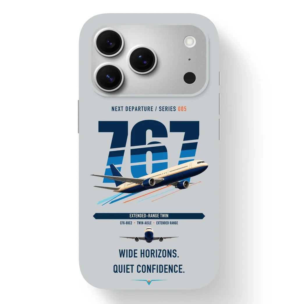 Boeing 767-300ER design on light gray magsafe iphone case
