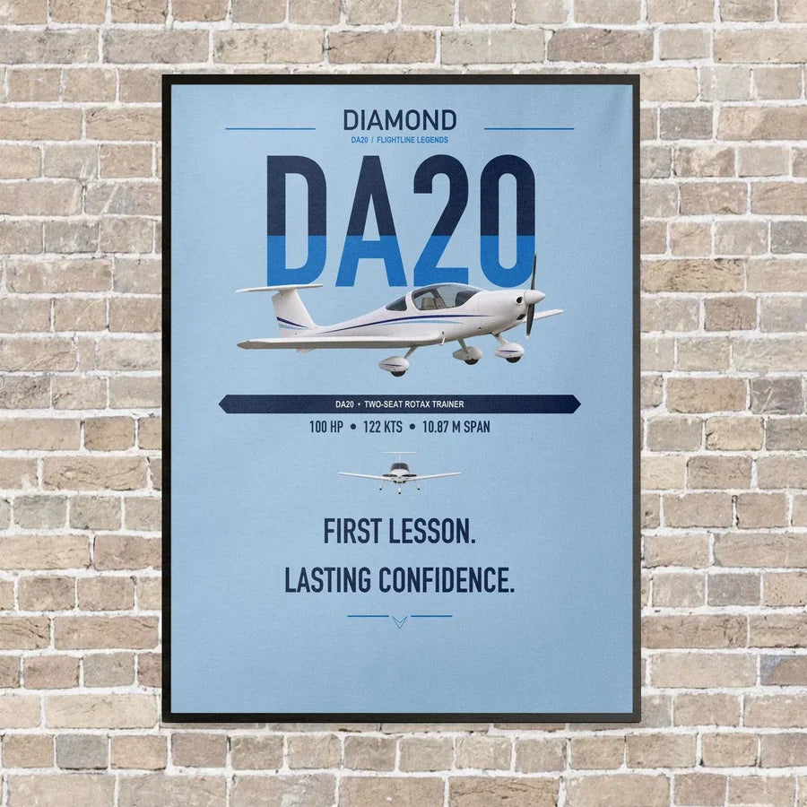 Diamond DA20 vertical canvas print - framed - light blue background