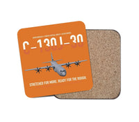 Thumbnail for C-130J-30 Super Hercules design on orange 1 piece coaster