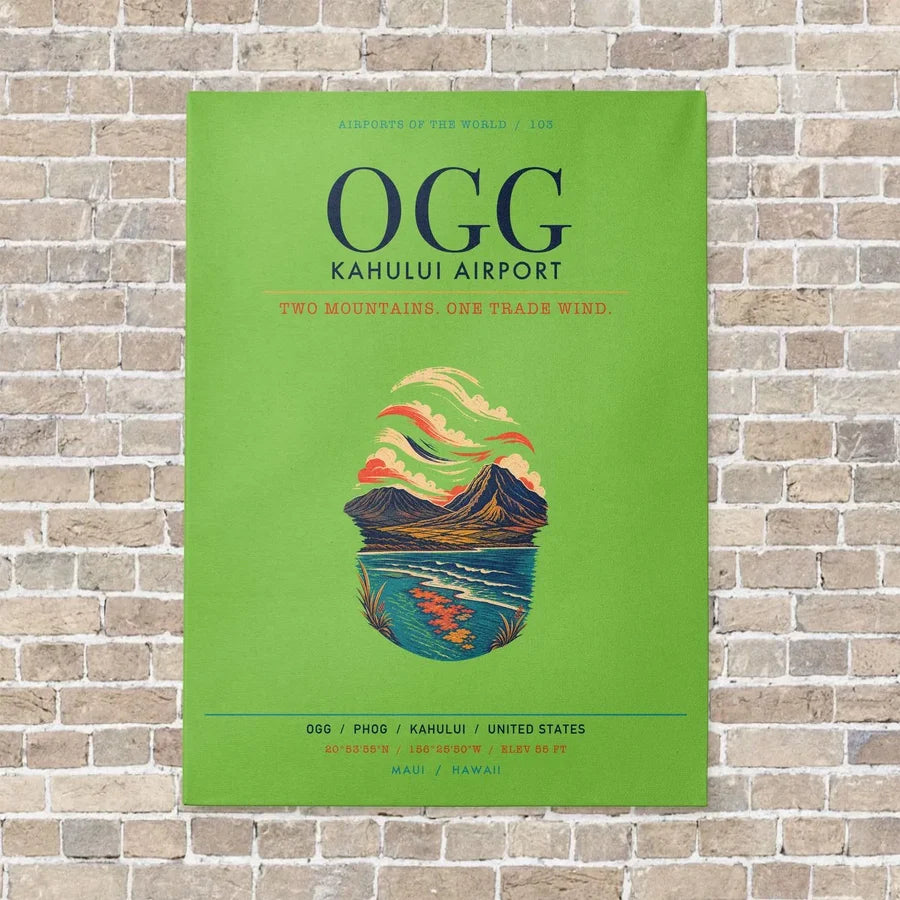 Kahului Airport OGG vertical canvas print - no frame - light green background