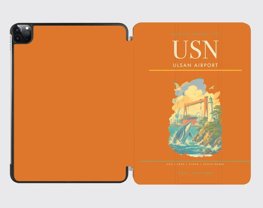 Ulsan Airport (USN) design on orange ipad tablet case