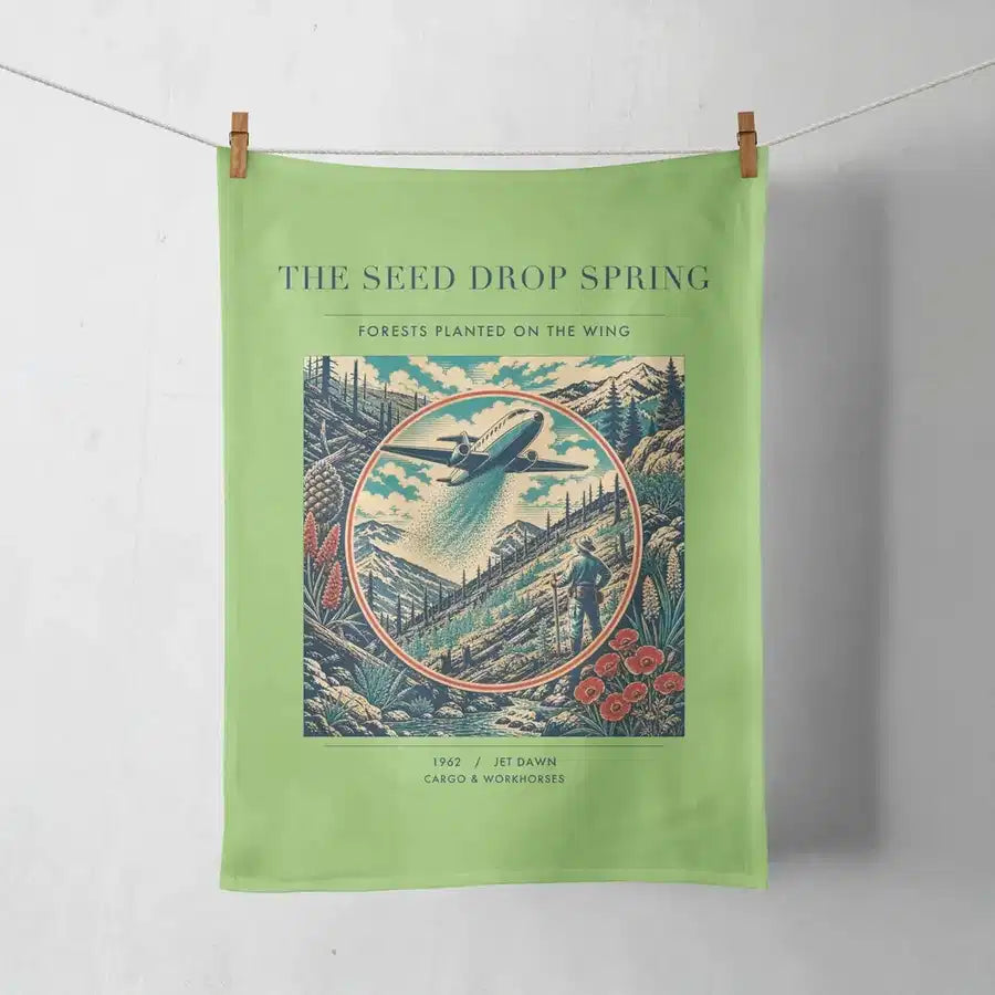 VINTAGE G4490 - The Seed Drop Spring - Designed Towels design on lightgreen