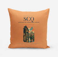 Thumbnail for Santiago de Compostela Airport (SCQ) design on orange pillow