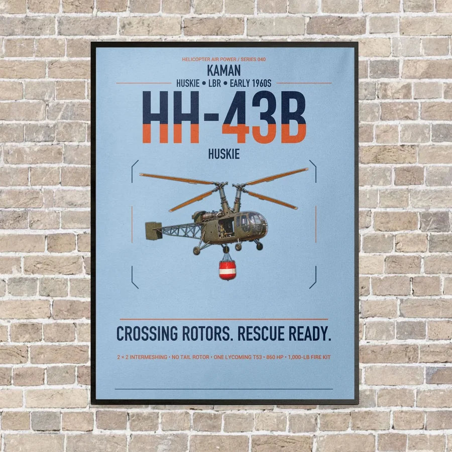 Kaman HH-43B Huskie vertical canvas print - framed - light blue background