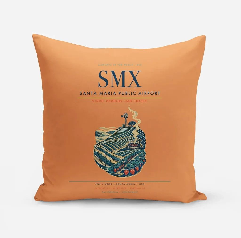 Santa Maria Public Airport (SMX) design on orange pillow
