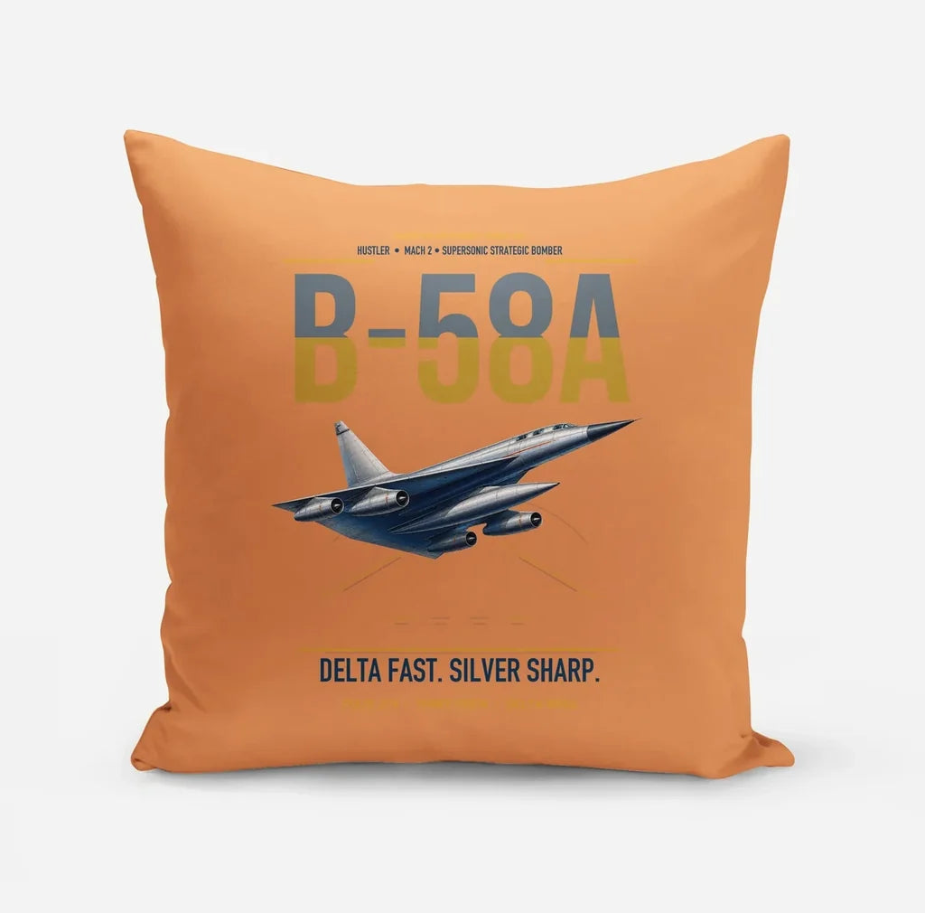 B-58A Hustler design on orange pillow