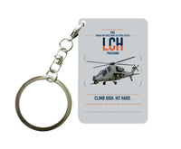 Thumbnail for HAL LCH Prachand design on light gray designed key chain, double-side print