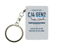 Thumbnail for Cessna Citation CJ4 Gen2 design on light gray designed key chain, double-side print