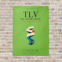 Thumbnail for Tel Aviv Ben Gurion Airport TLV vertical canvas print - no frame - light green background
