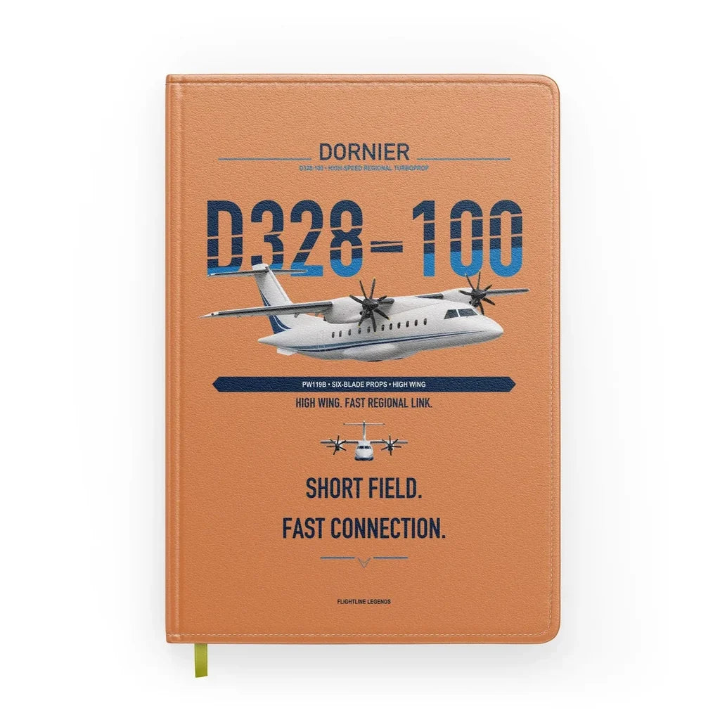 Dornier D328-100 design on orange notebook