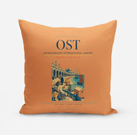 Thumbnail for Ostend-Bruges International Airport (OST) design on orange pillow