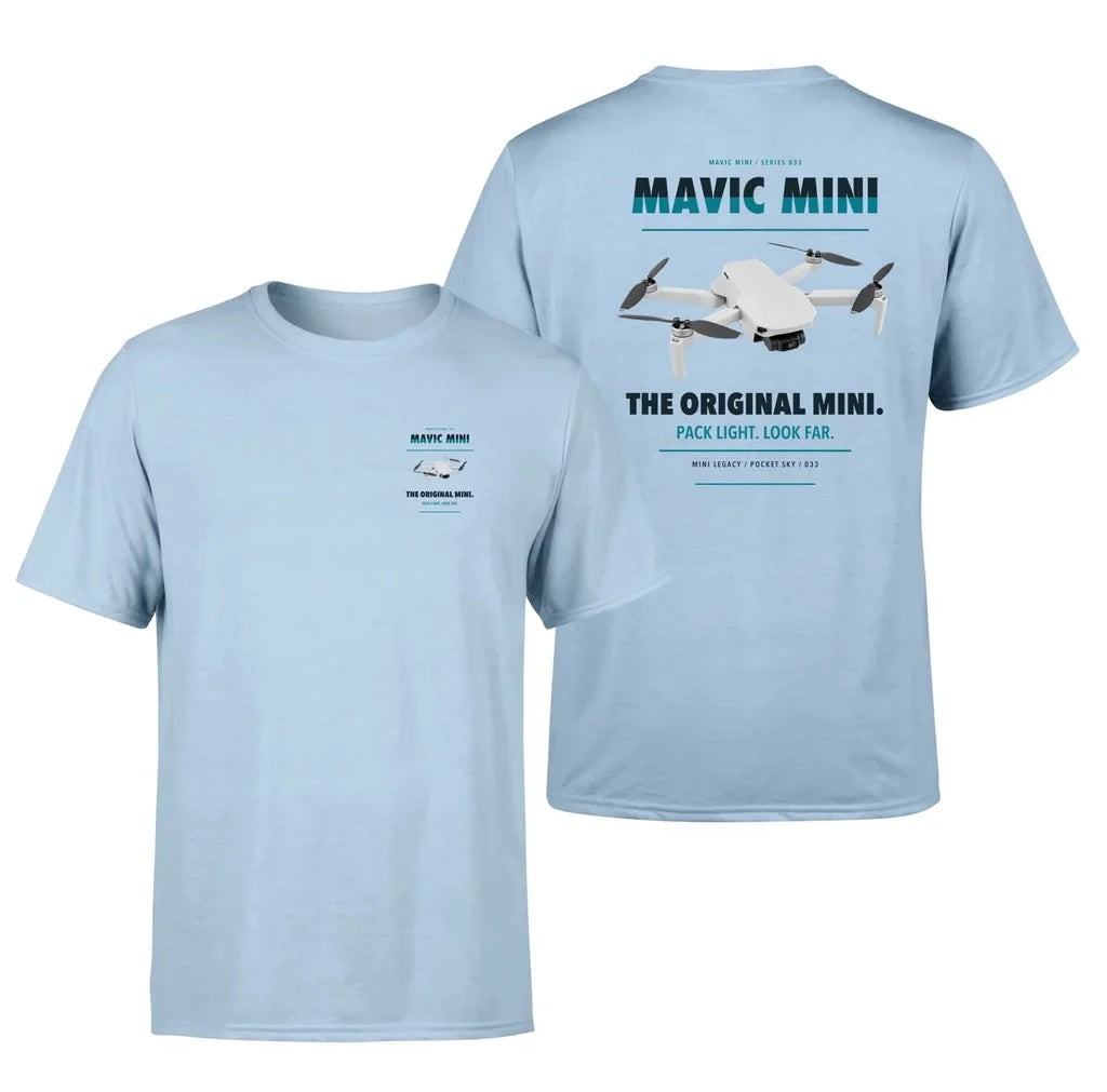 DJI Mavic Mini design on light blue t shirt