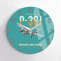 Thumbnail for P-38J Lightning design on turquoise no frame wall clock