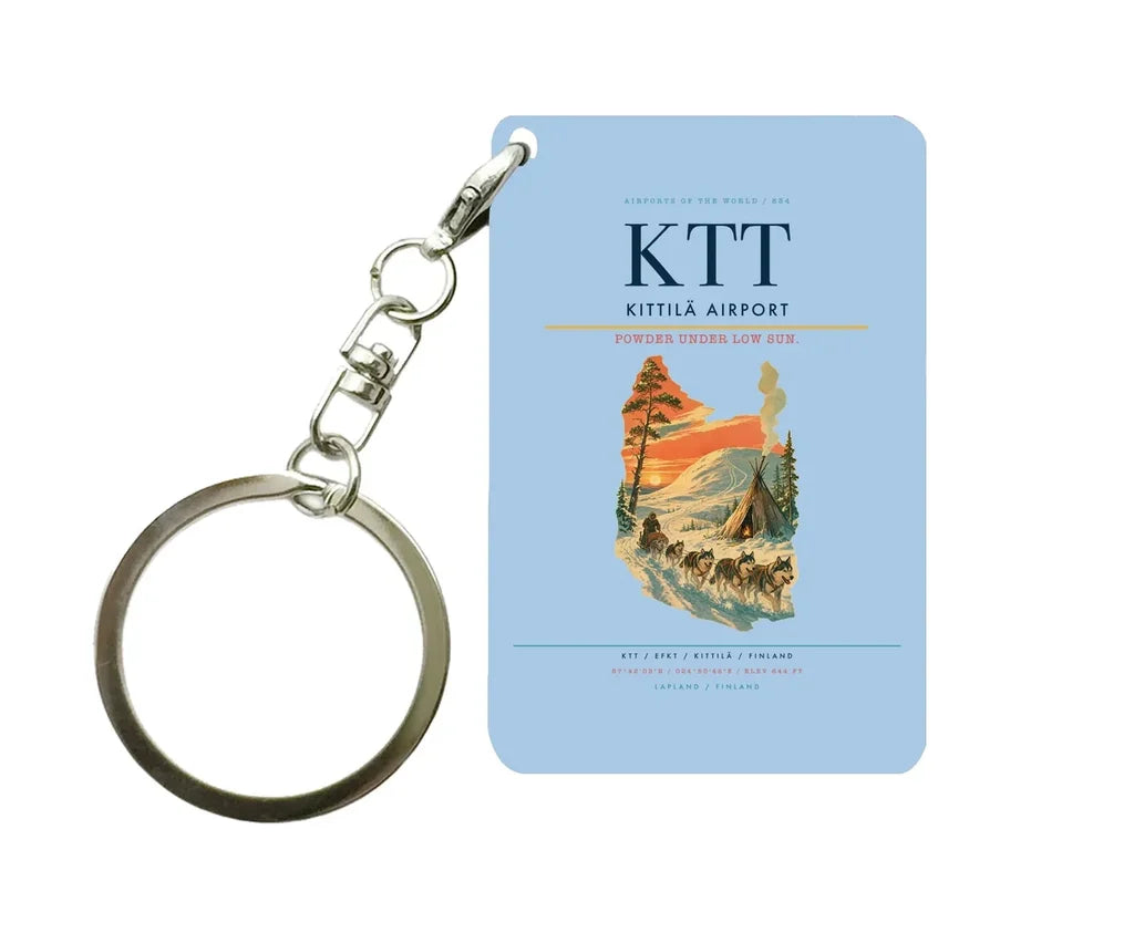 Kittilä Airport (KTT) design on light blue key chain