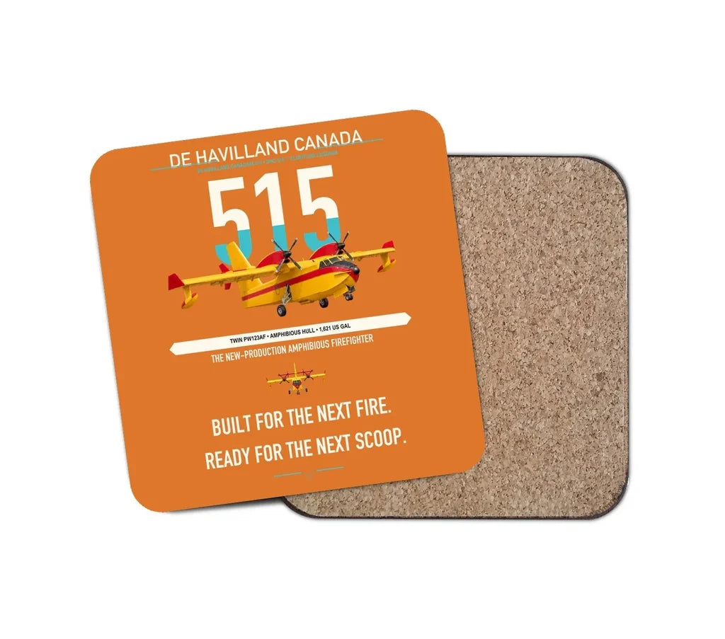 De Havilland Canadair 515 design on orange 1 piece coaster