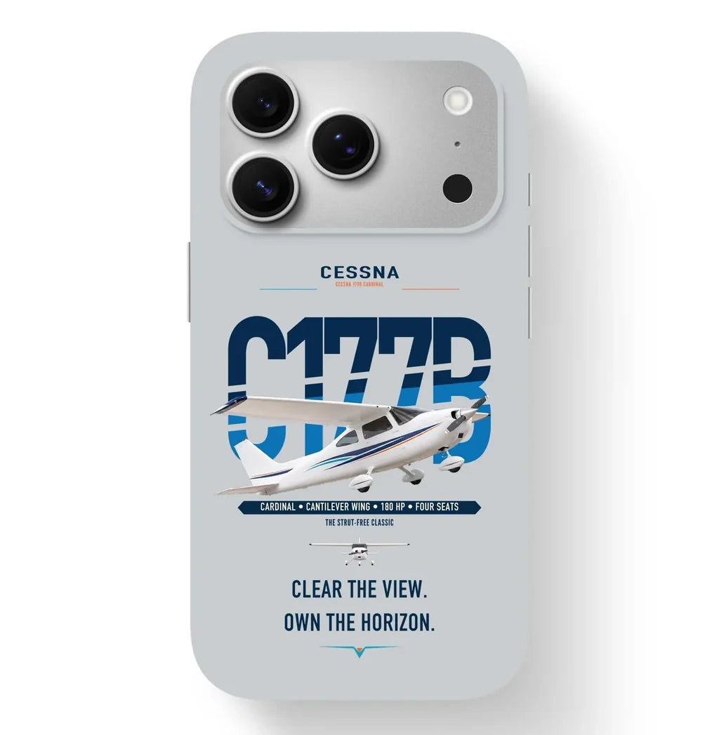Cessna 177B Cardinal design on light gray magsafe iphone case, for iPhone 17 Pro