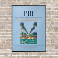 Thumbnail for Palm Beach International Airport PBI vertical canvas print - framed - light blue background
