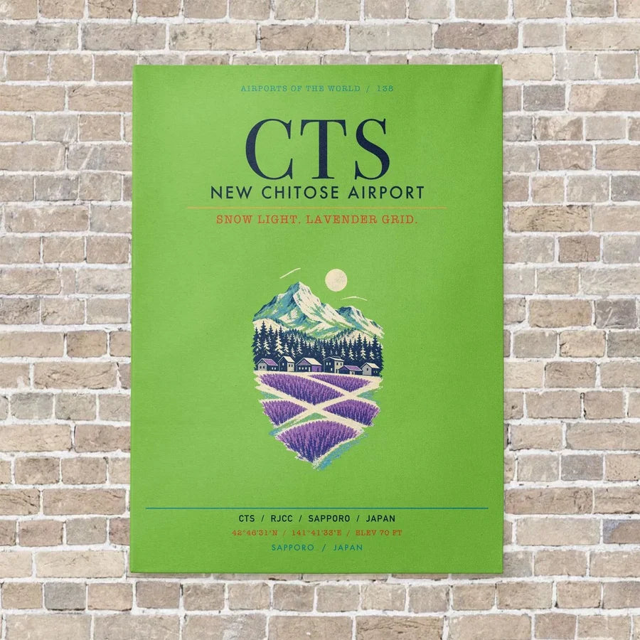 New Chitose Airport Sapporo CTS vertical canvas print - no frame - light green background