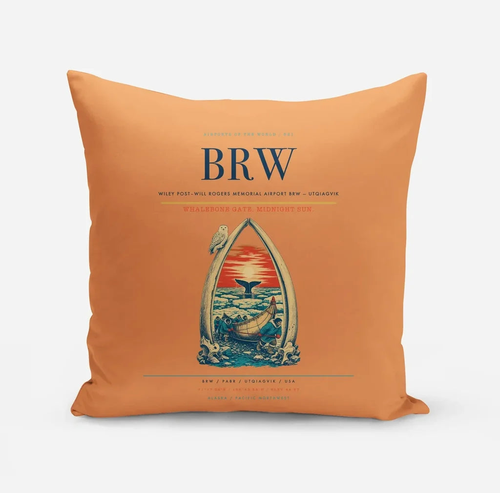 Wiley Post–Will Rogers Memorial Airport (BRW) design on orange pillow