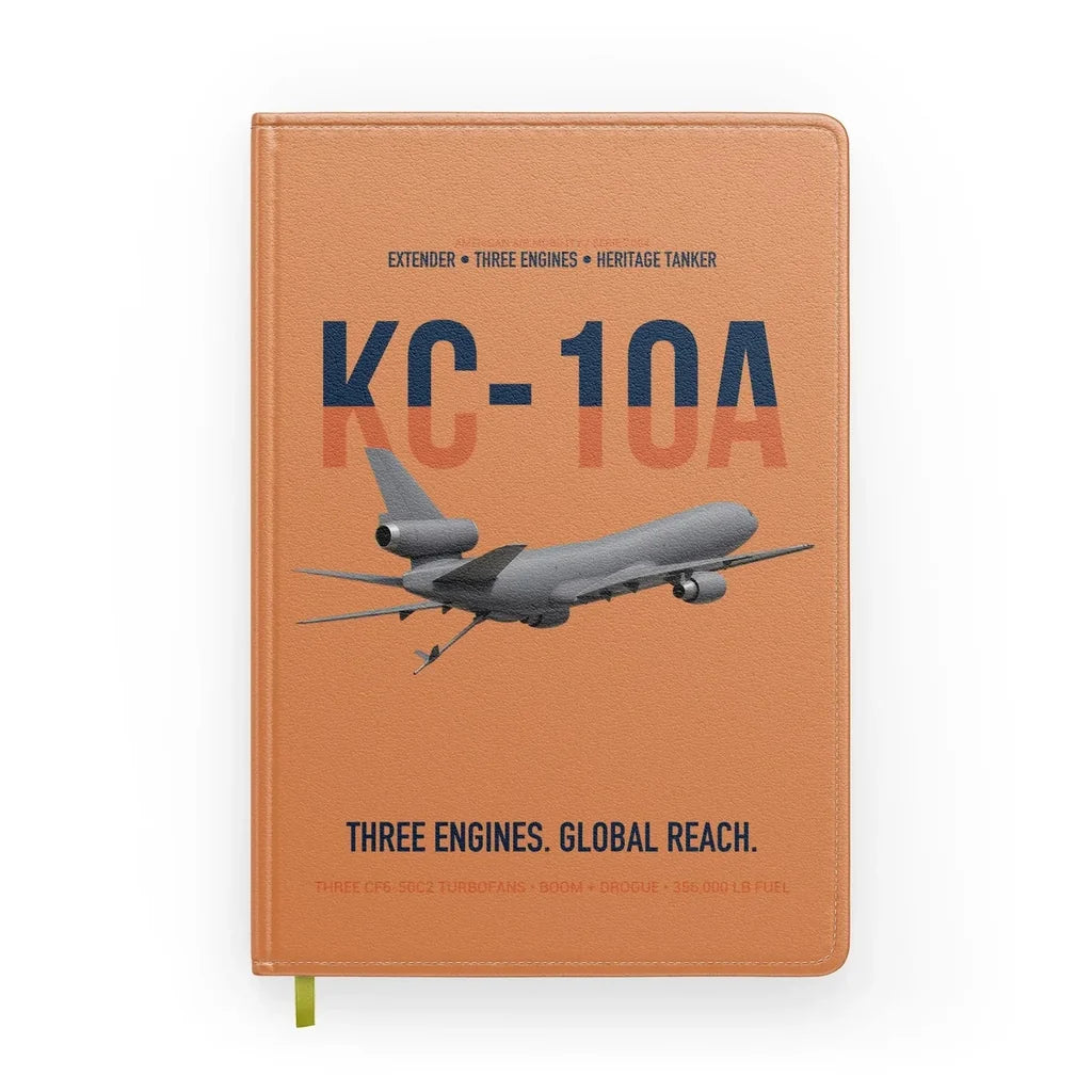 KC-10A EXTENDER design on orange notebook
