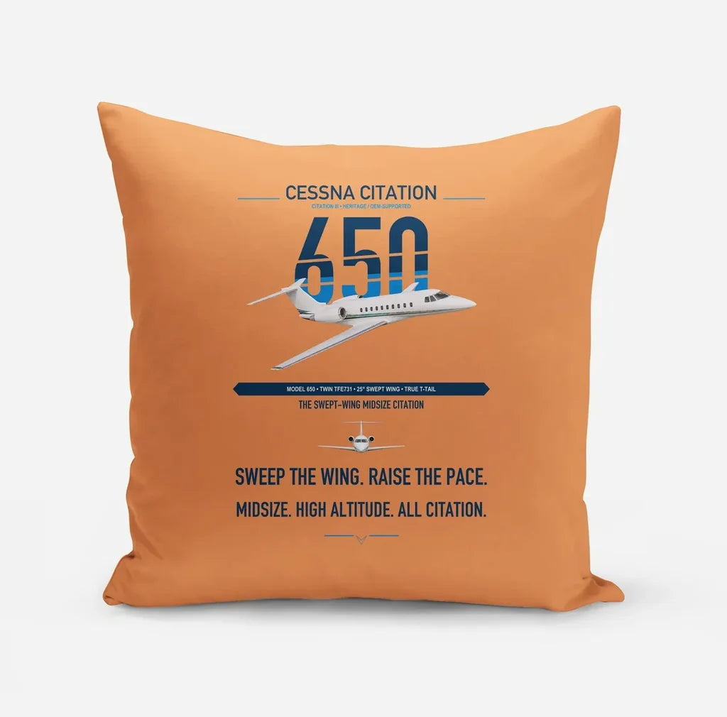 Cessna Citation 650 - Citation III design on orange pillow