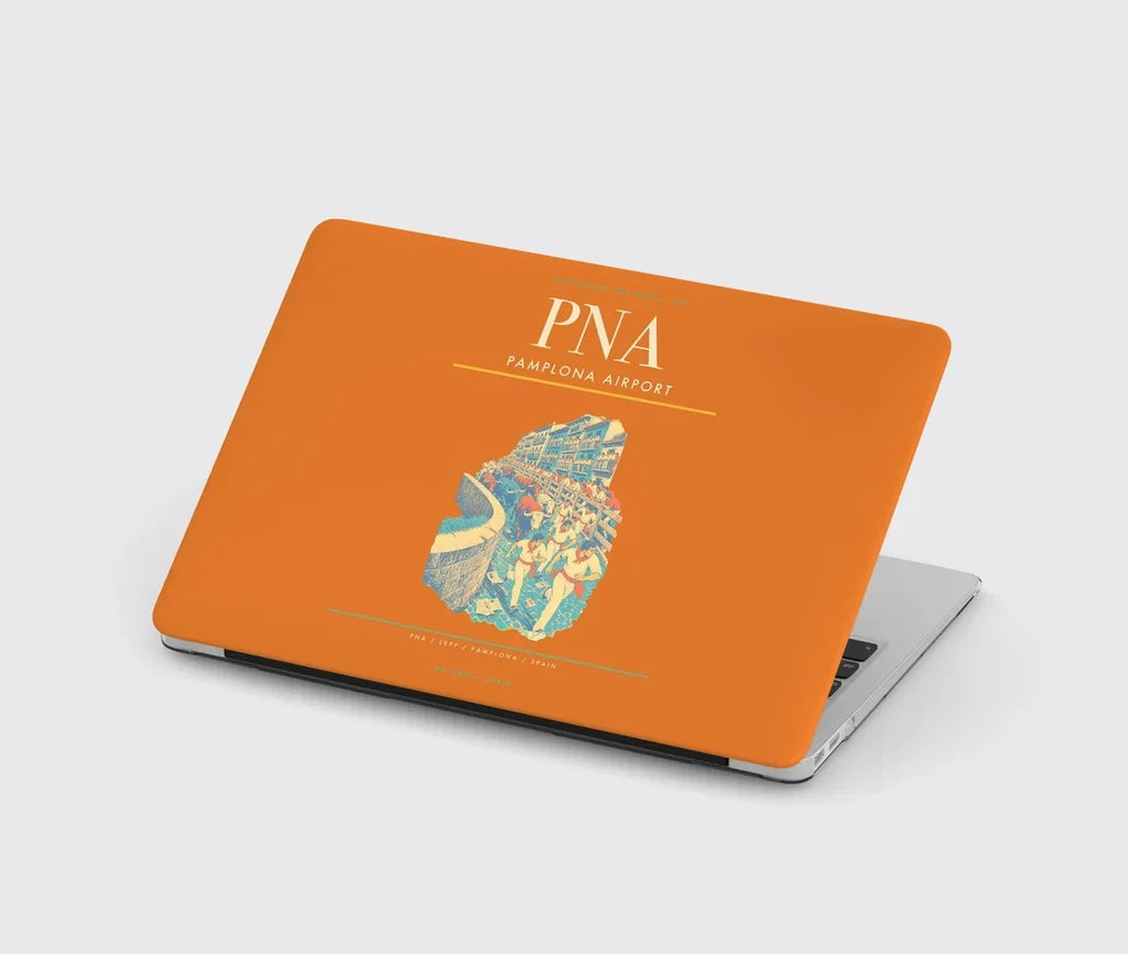 Pamplona Airport (PNA) design on orange MacBook case