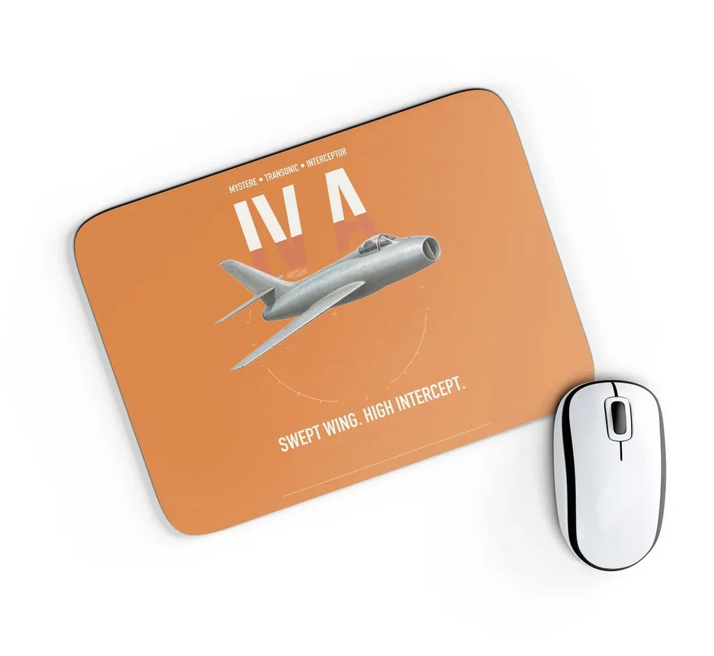 Dassault Mystère IV A design on orange rectangle mouse pad