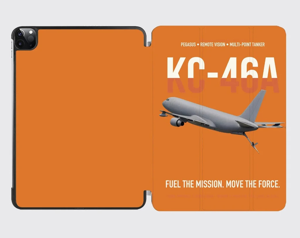 KC-46A PEGASUS design on orange ipad tablet case