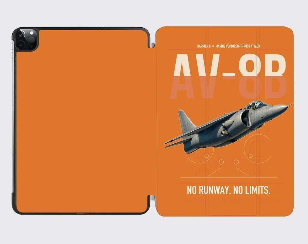 AV-8B Harrier II design on orange ipad tablet case