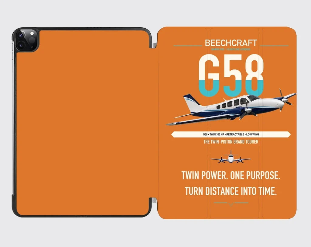 Beechcraft Baron G58 design on orange ipad tablet case