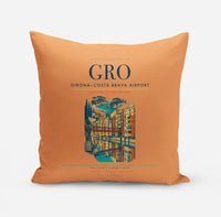 Thumbnail for Girona–Costa Brava Airport (GRO) design on orange pillow