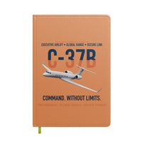 Thumbnail for C-37B Global Command Link design on orange notebook