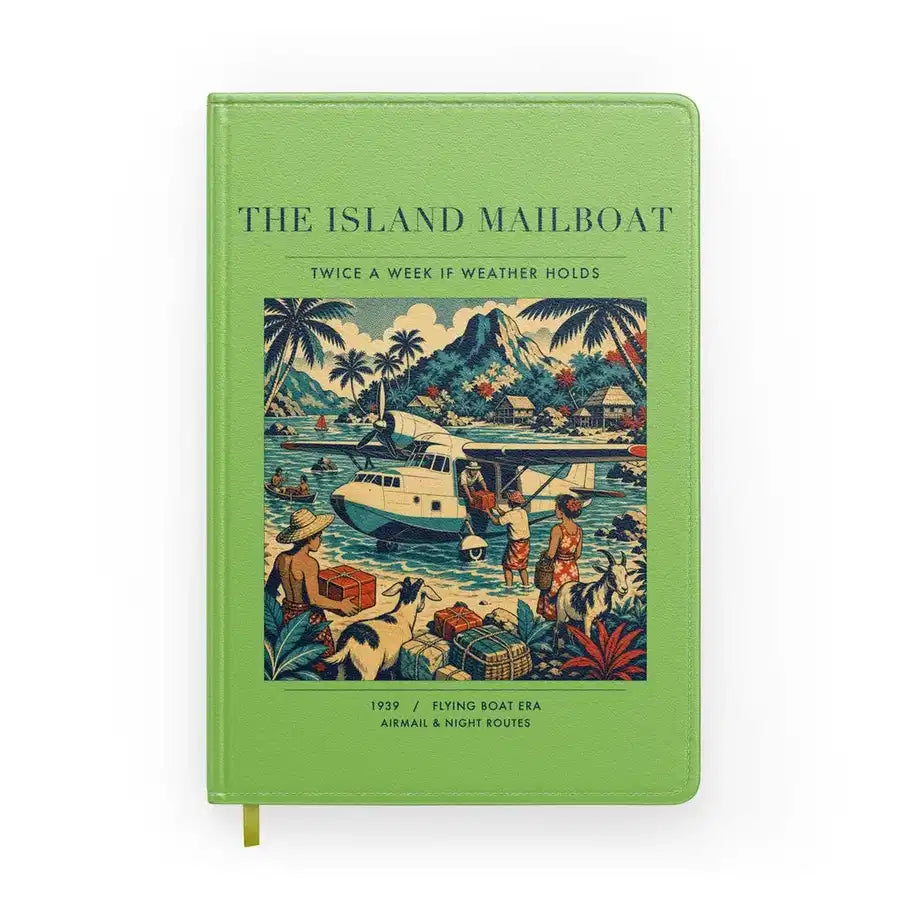 VINTAGE G4065 - The Island Mailboat - Designed Notebooks design on lightgreen