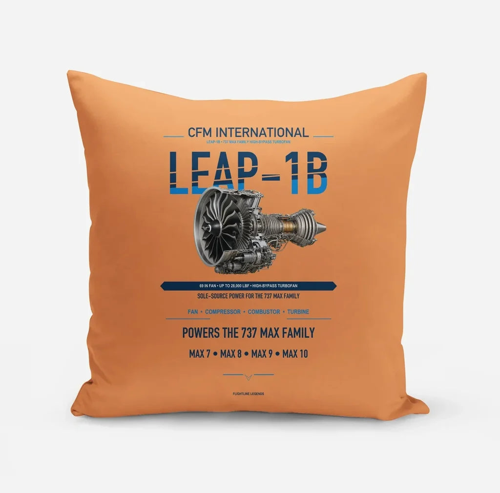 CFM LEAP-1B design on orange pillow