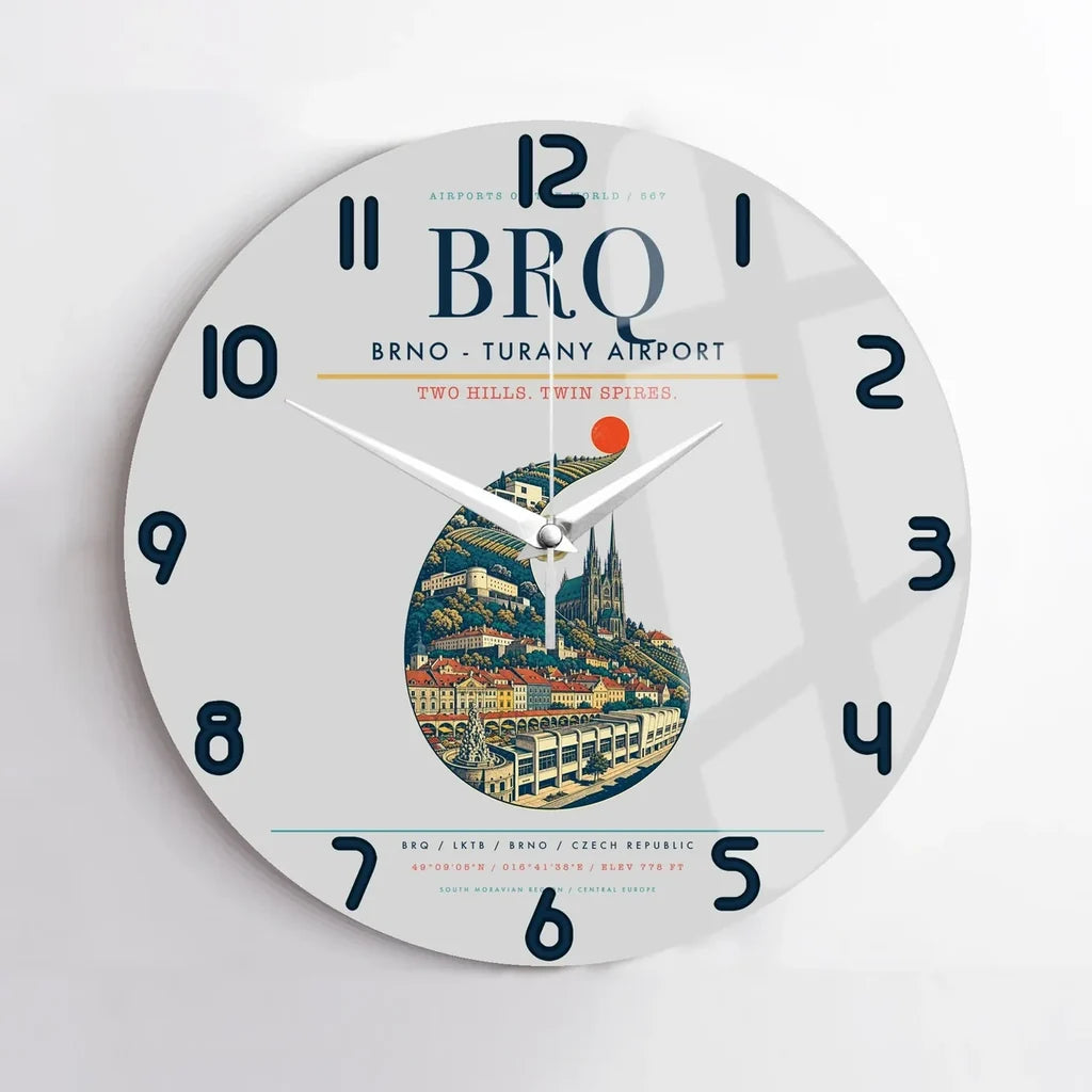 Brno - Turany Airport BRQ Wall-Clock No-Frame - Light Gray