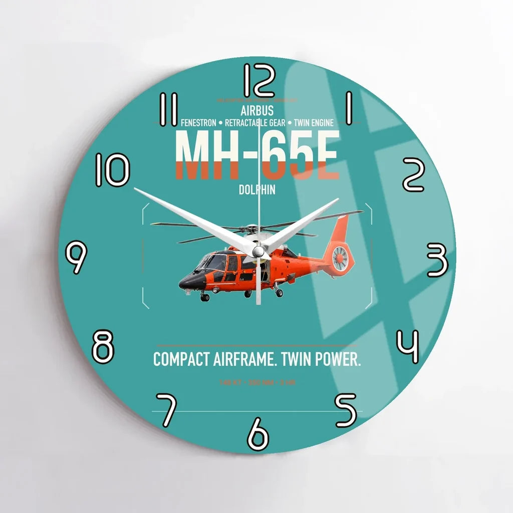 Airbus MH-65E Dolphin design on turquoise no frame wall clock