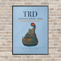 Thumbnail for Trondheim Airport, Vrnes TRD - Canvas Framed - Light Blue