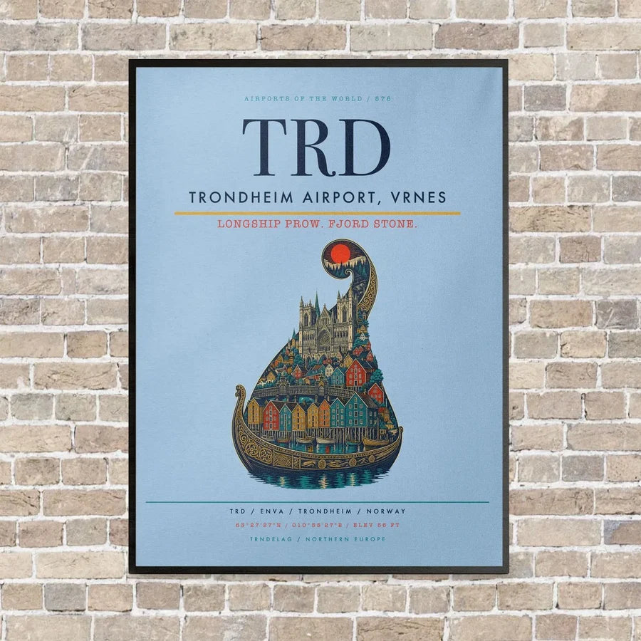 Trondheim Airport, Vrnes TRD - Canvas Framed - Light Blue