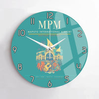 Thumbnail for Maputo International Airport (MPM) design on turquoise no frame wall clock