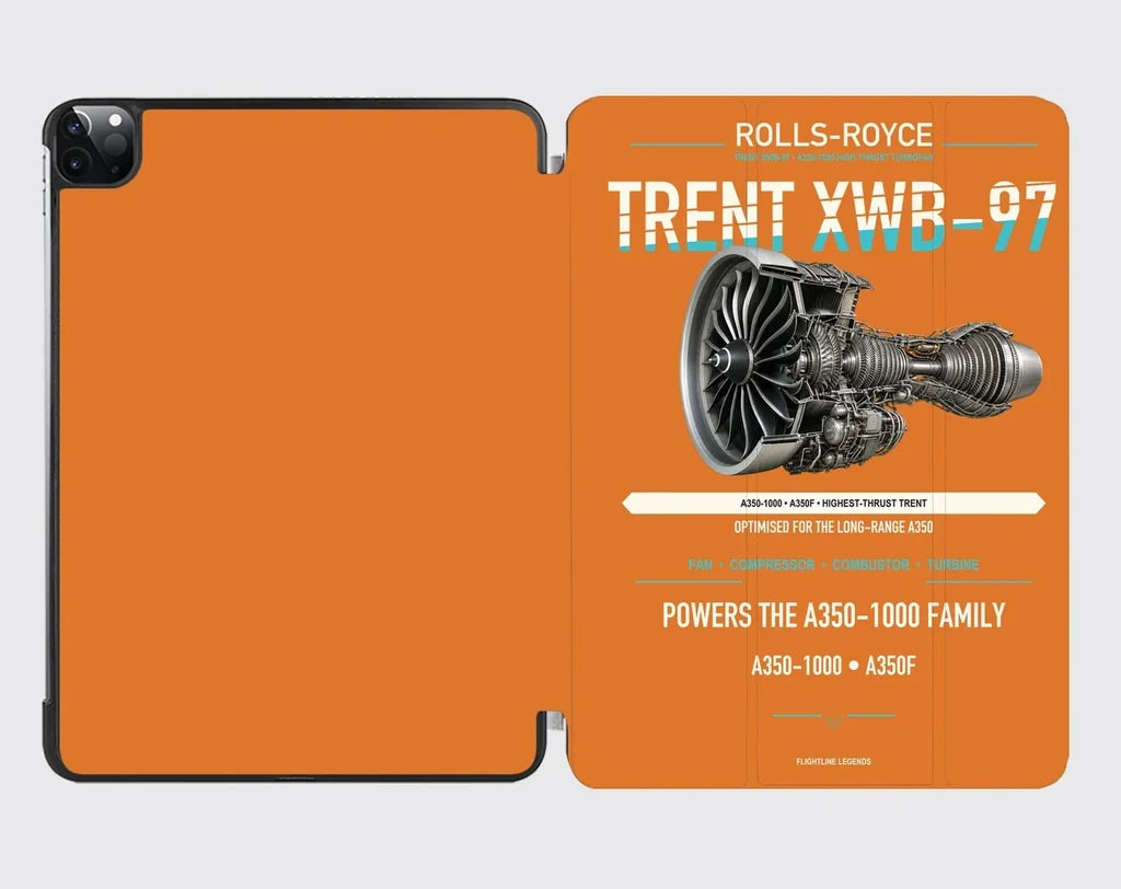 TRENT XWB-97 design on orange ipad tablet case